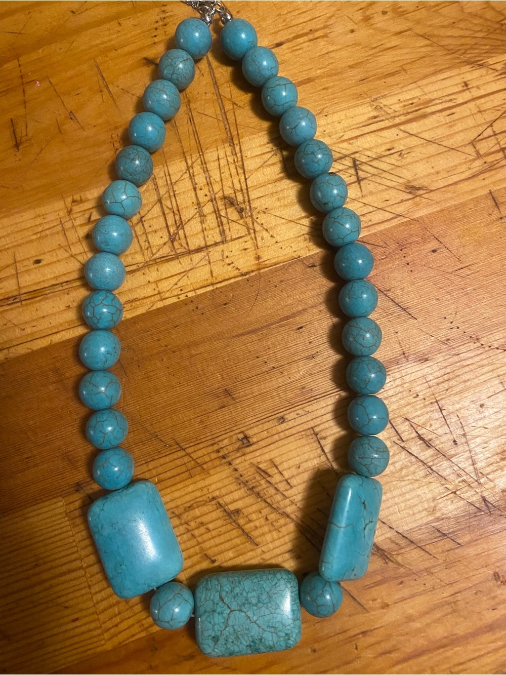 Turquoise Bead Statement Necklace - Unbranded